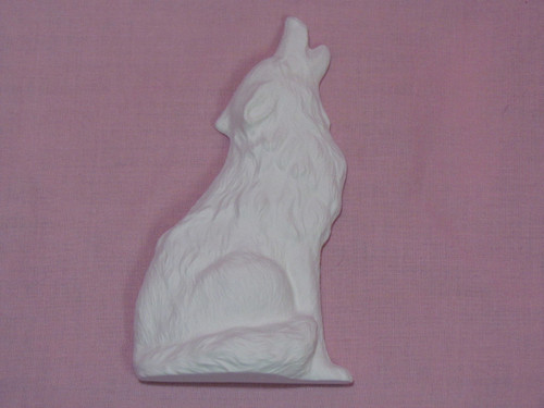 Ceramic Bisque Howling Wolf Wall Hanging pyop unpainted ready to paint diy