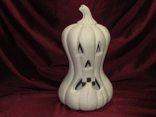 Ceramic Bisque Pumpkin With Creepy Face pyop unpainted ready to paint diy