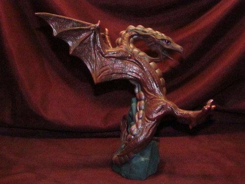 Red Glitter Dragon ~ Hand Painted Bisque ~ Ready to Display