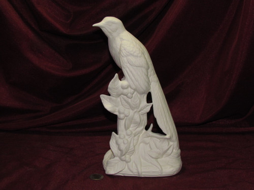 Ceramic Bisque Magpie Bird on a Log pyop unpainted ready to paint diy