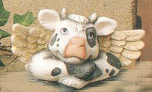 Ceramic Bisque U-Paint Cow Angel - Shelf Sitter Ready to Paint Cow Bovine Farm Animal