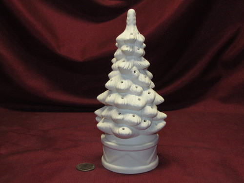 Ceramic Bisque U-Paint Small Christmas Tree with Drum Base - No Star Hole