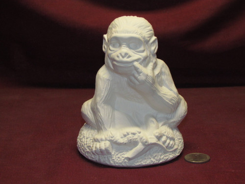 Ceramic Bisque U Paint Monkey with Banana unpainted ready to paint diy