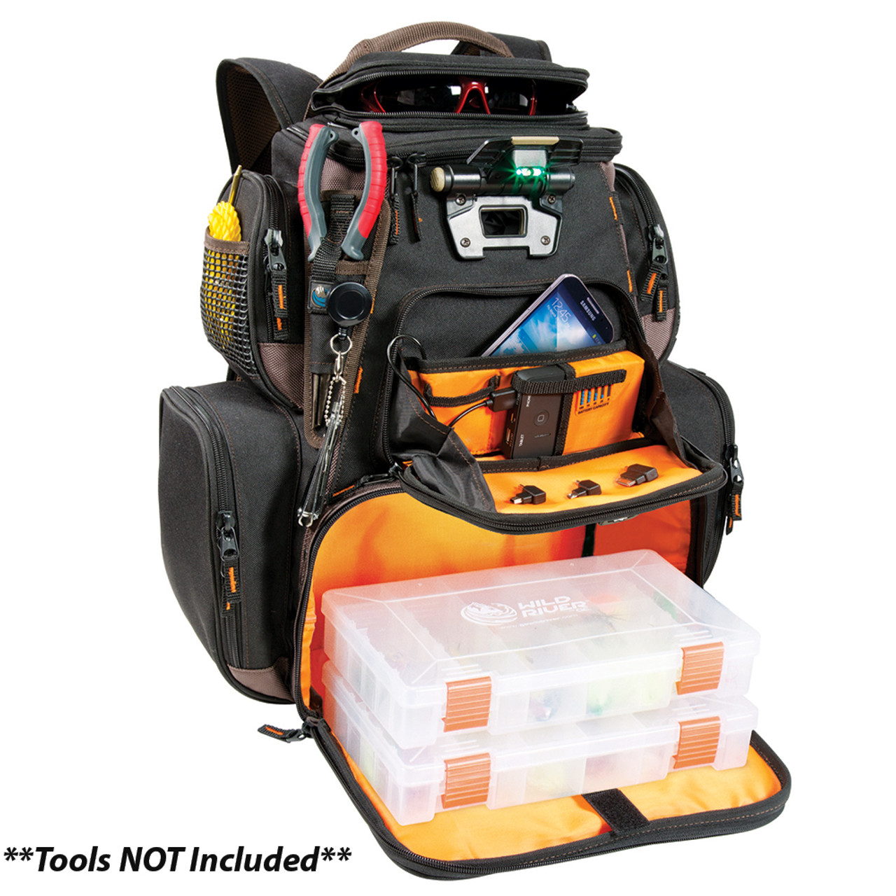 Wild River Tackle Tek™ Nomad XP - Lighted Backpack with USB Charging System  with 2 PT3600 Trays - P/N WT3605 - ProPride Hitch