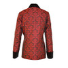 Women's Wine Brocade Smoking Jacket with Black Lining