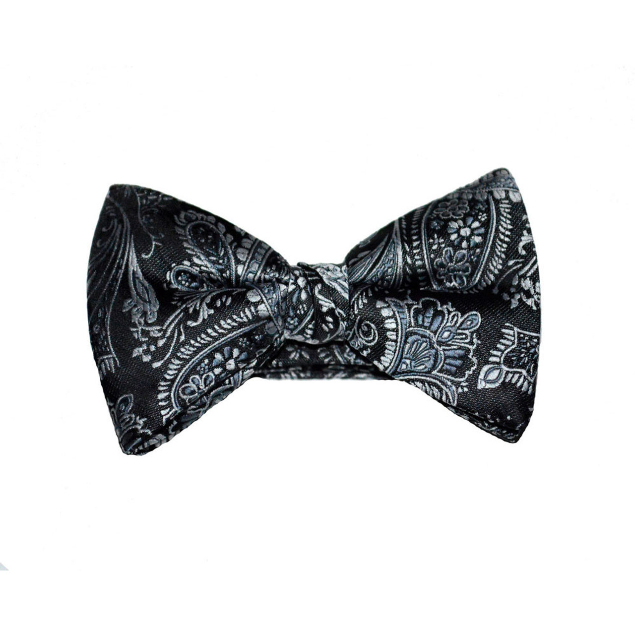 Paisley Bow Tie - Grey and Black