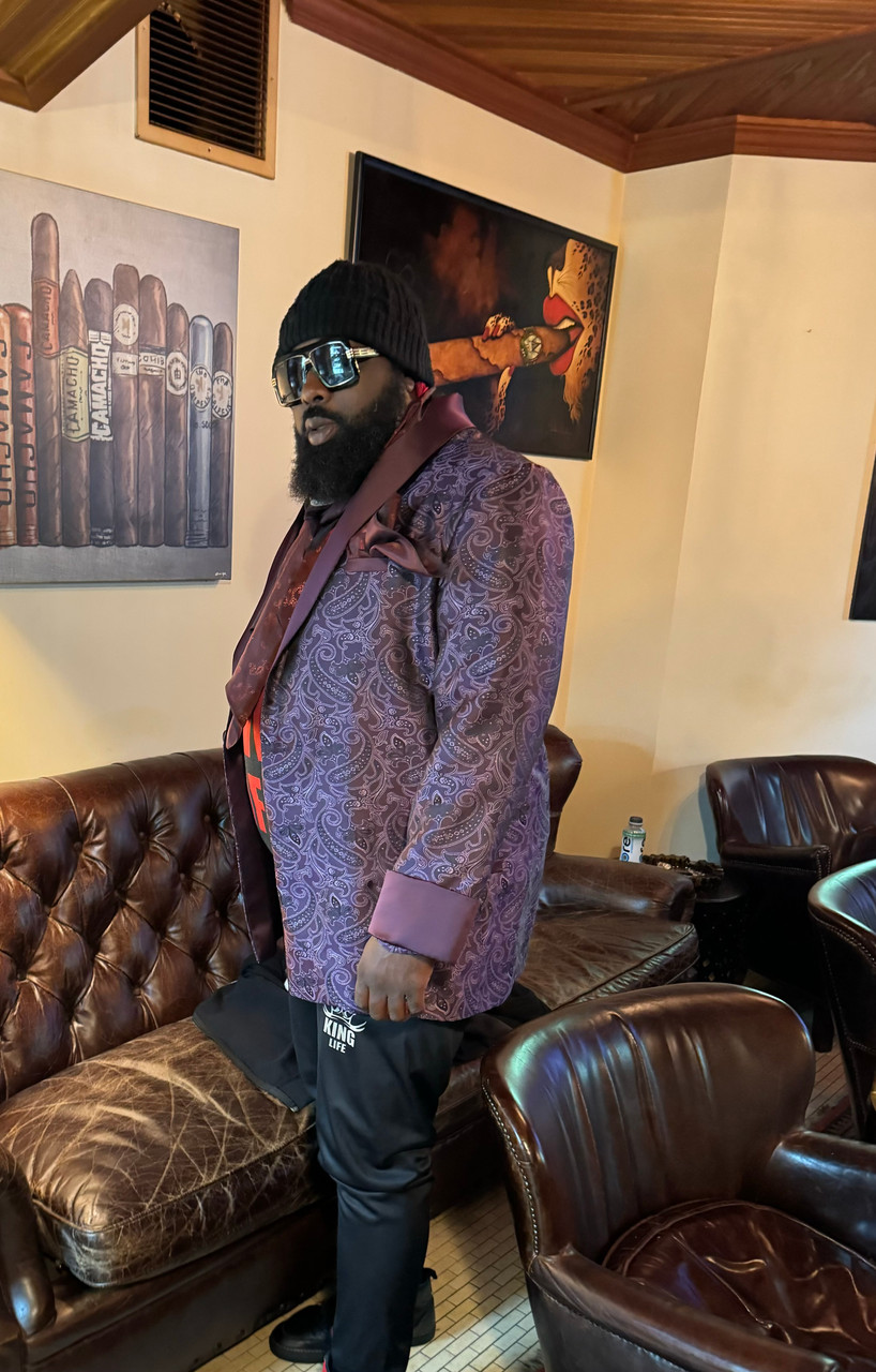 Men's Grape Paisley Jacket w/ Black Bemberg Lining