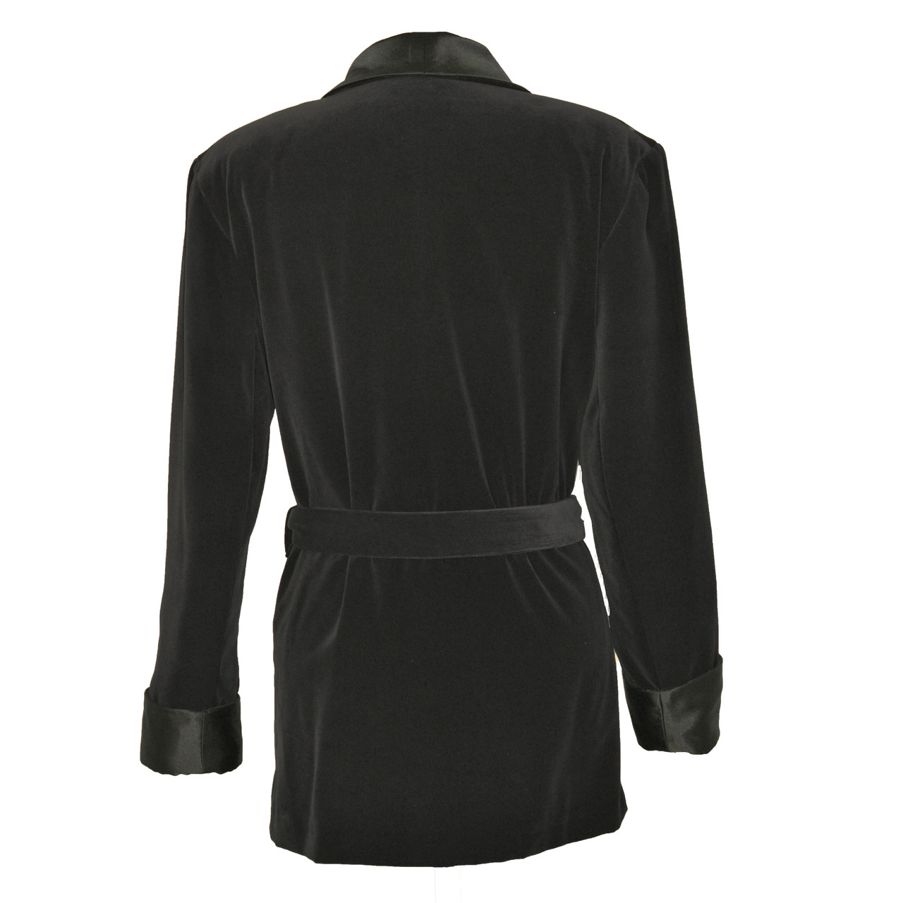 Women's Black Velvet Smoking Jacket with Paisley Lining