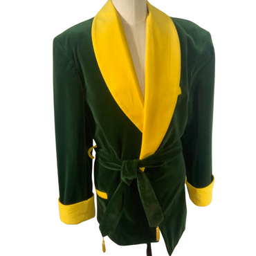 Green and Gold Velvet Men's Smoking Jacket