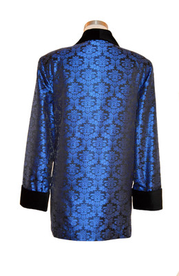 Men's Blue Brocade Smoking Jacket Men's Blue Brocade Smoking Jacket