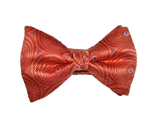 Red and Blue Circular Print Bow Tie