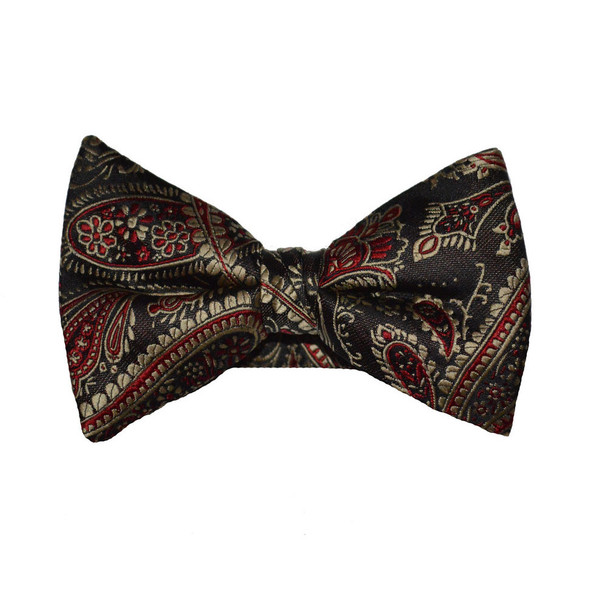 Paisley Bow Tie - Red and Gold
