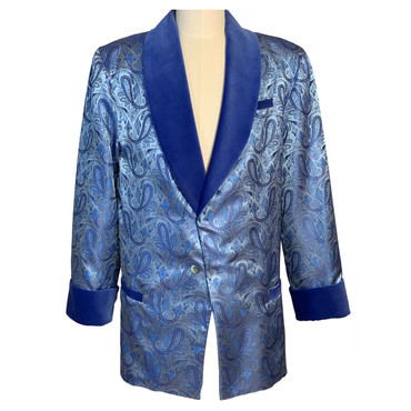 Men's Baby Blue Paisley Smoking Jacket