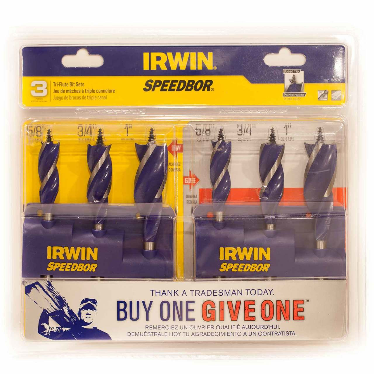 IRWIN SPEEDBOR TriFlute Bit Set 3pc Buy One Give One TremTech