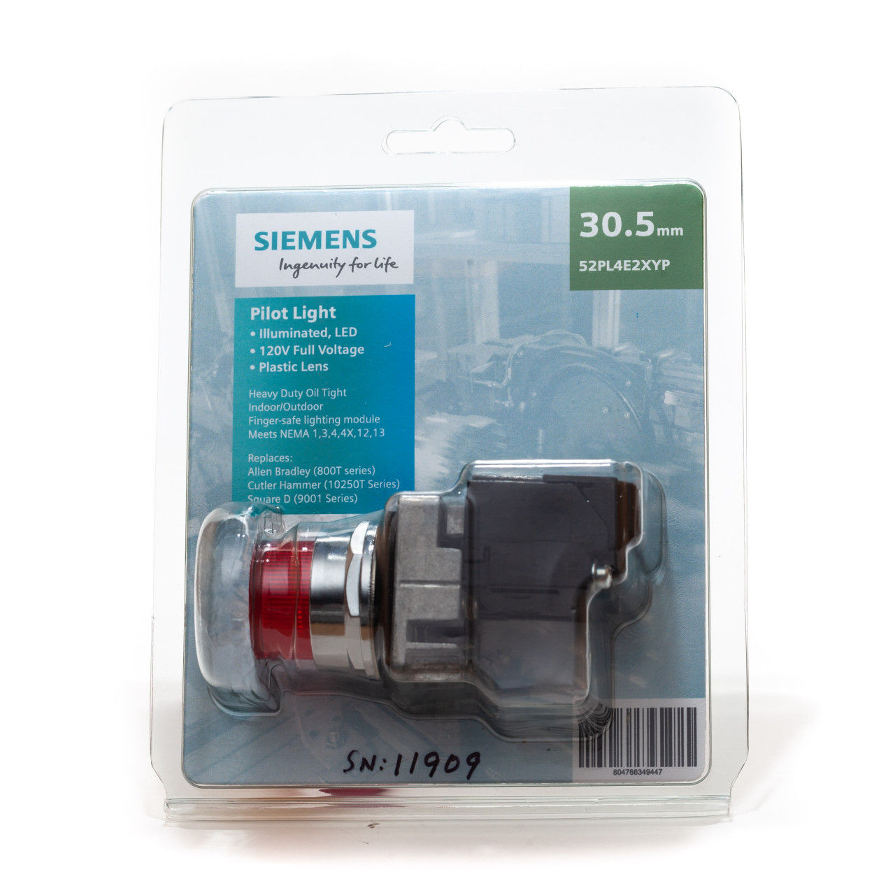 Siemens 52PL4E2XYP Heavy Duty 120V Pilot Light 30.5mm - TremTech