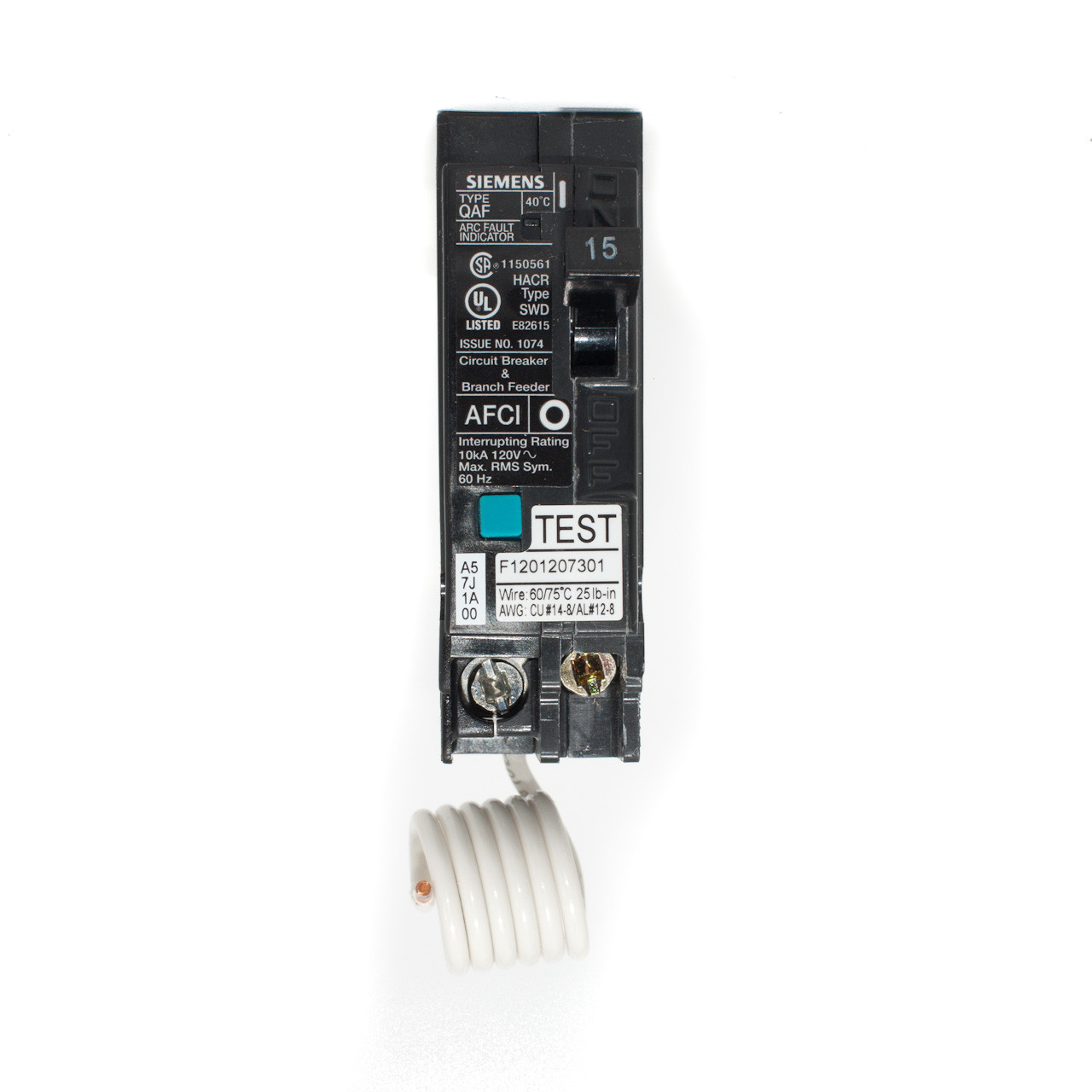 Siemens Q115AF 15A Single Pole AFCI Push-On Breaker - TremTech