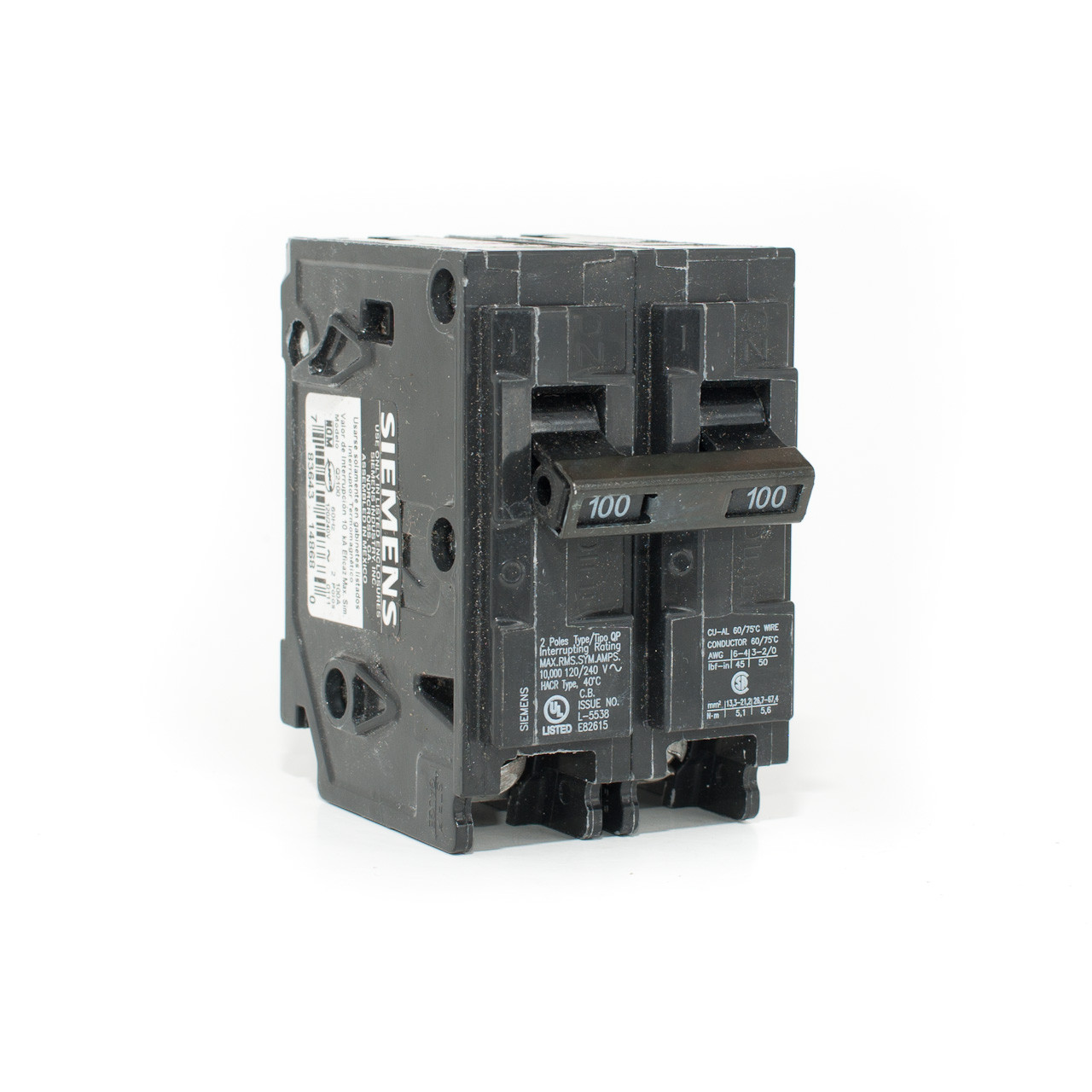 Siemens Q2100 100A Two Pole Push-On Breaker - TremTech Electrical Systems