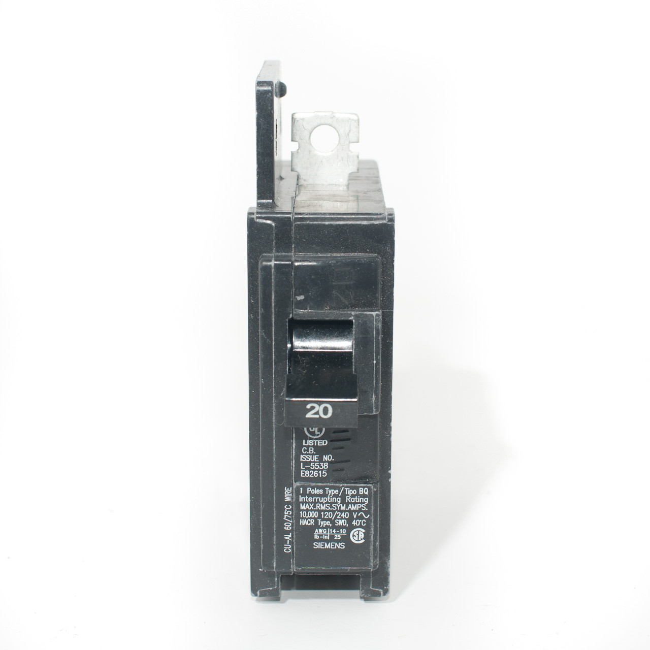 Siemens BQ1B020 Single Pole 20A 'BQ' BoltOn Breaker TremTech