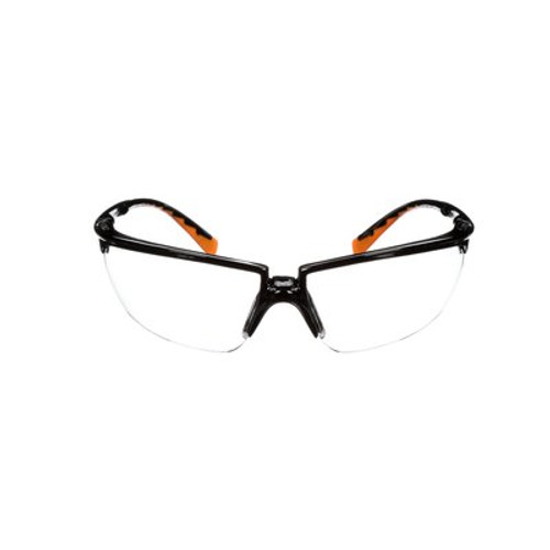 3M Clear Anti-Fog Safety Glasses Black Frame W/ Orange Accents