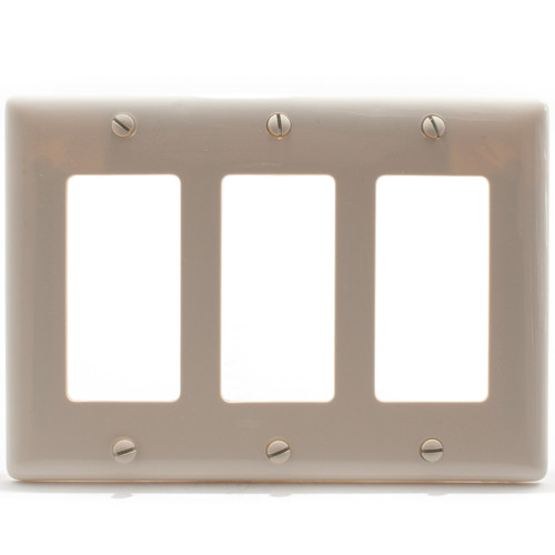 Decorator Wall Plate, 3 Gang, Light Almond, Nylon