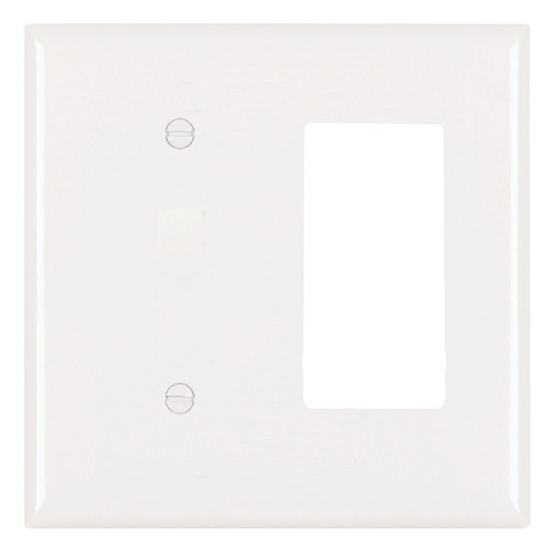 Pass & Seymour 2 Gang 1 Decora + Blank White Wall Plate