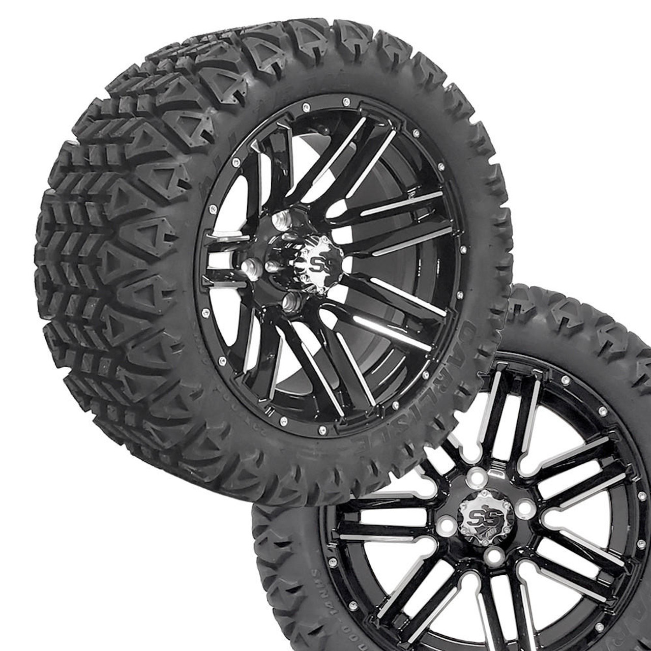 ProFormX 14" SLEDGE Machined/Black Wheels on 23x10x14 Predator A/T Tires (Set of 4) 