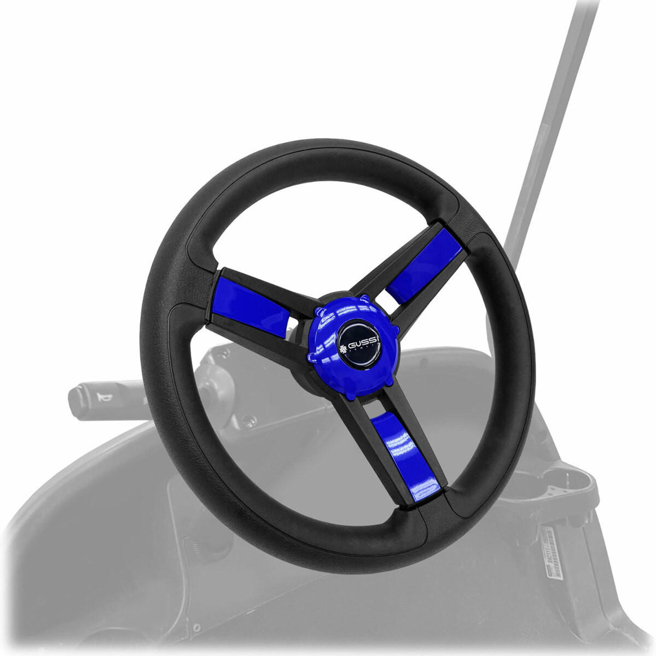 ProFormX 14" Gussi Italia Giazza Steering Wheel with Adapter & Blue Insert Kit - Fits Club Car Precedent, Onward, Tempo 