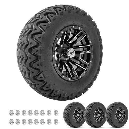 ProFormX 12" SLEDGE Machined Black Wheels on 23x10.5x12 Predator Off-Road Tires 