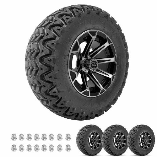 ProFormX 12" VORTEX Machined/Black Wheels on 23x10.5x12 A/T Tires (Set of 4) 
