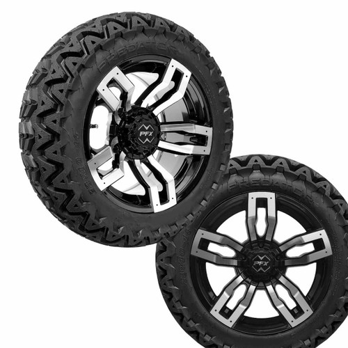 ProFormX 14" VELOCITY Machined/Black Wheels on 23x10x14 Predator A/T Tires (Set of 4) 
