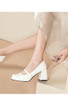 Mandy Leather White Heels