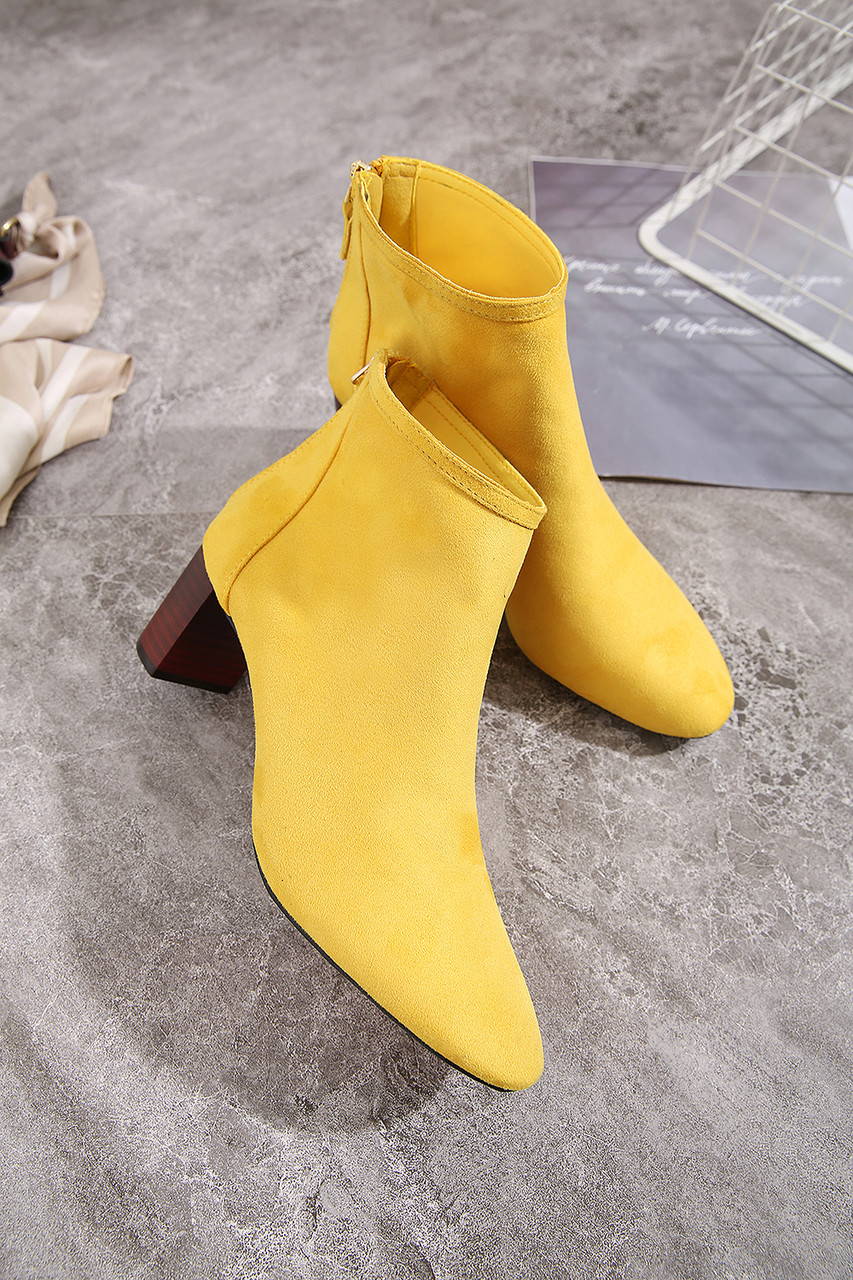 suede yellow boots