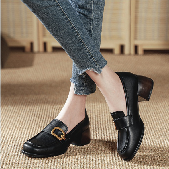 Zayna Black Leather Loafer