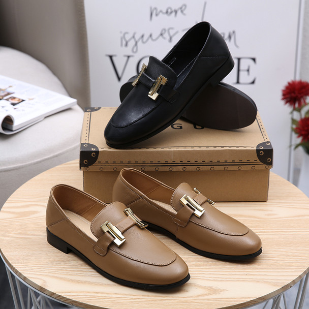 Della Leather Black Loafers