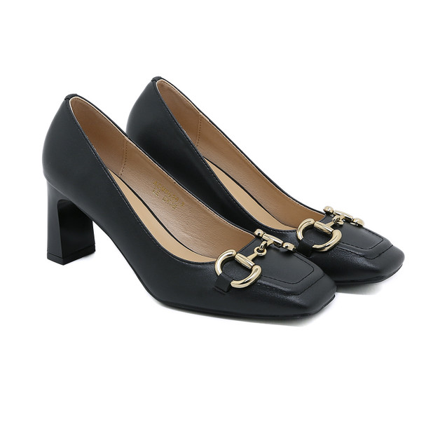 Sabrina Leather Black Heels