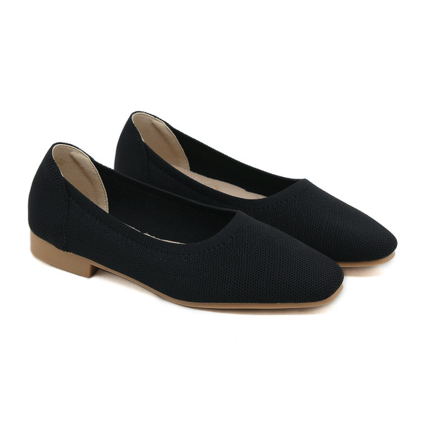 Rhea Black Knit Flats