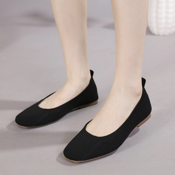 Lana Black Knit Flats