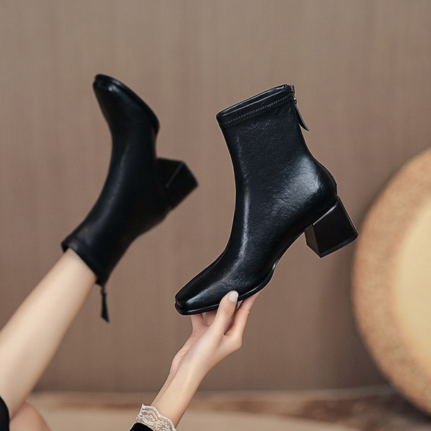 Dina Black Leather Boots