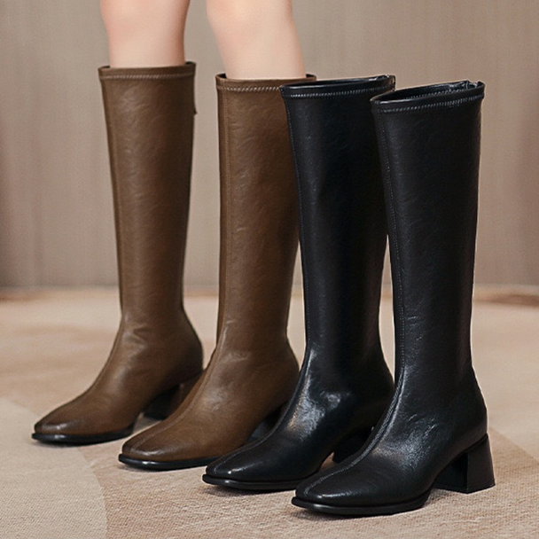 Aleta Black Leather Boots