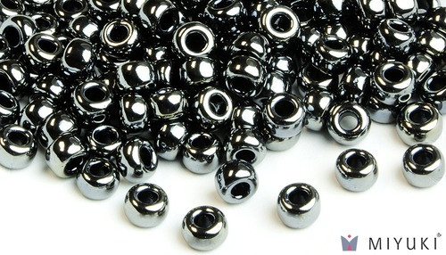 Miyuki 6/0 Opaque Luster Black Glass Beads