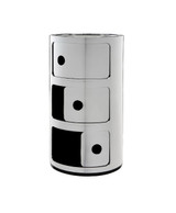 Kartell Componibili Storage Unit Metallic - 3 High Chrome Open