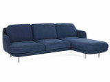 Fritz Hansen 3 Seater Lune Sofa With Right Chaise Longue, Linara 2494/30 Indigo Fabric