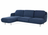 Fritz Hansen 3 Seater Lune Sofa With Left Chaise Longue, Linara 2494/30 Indigo Fabric
