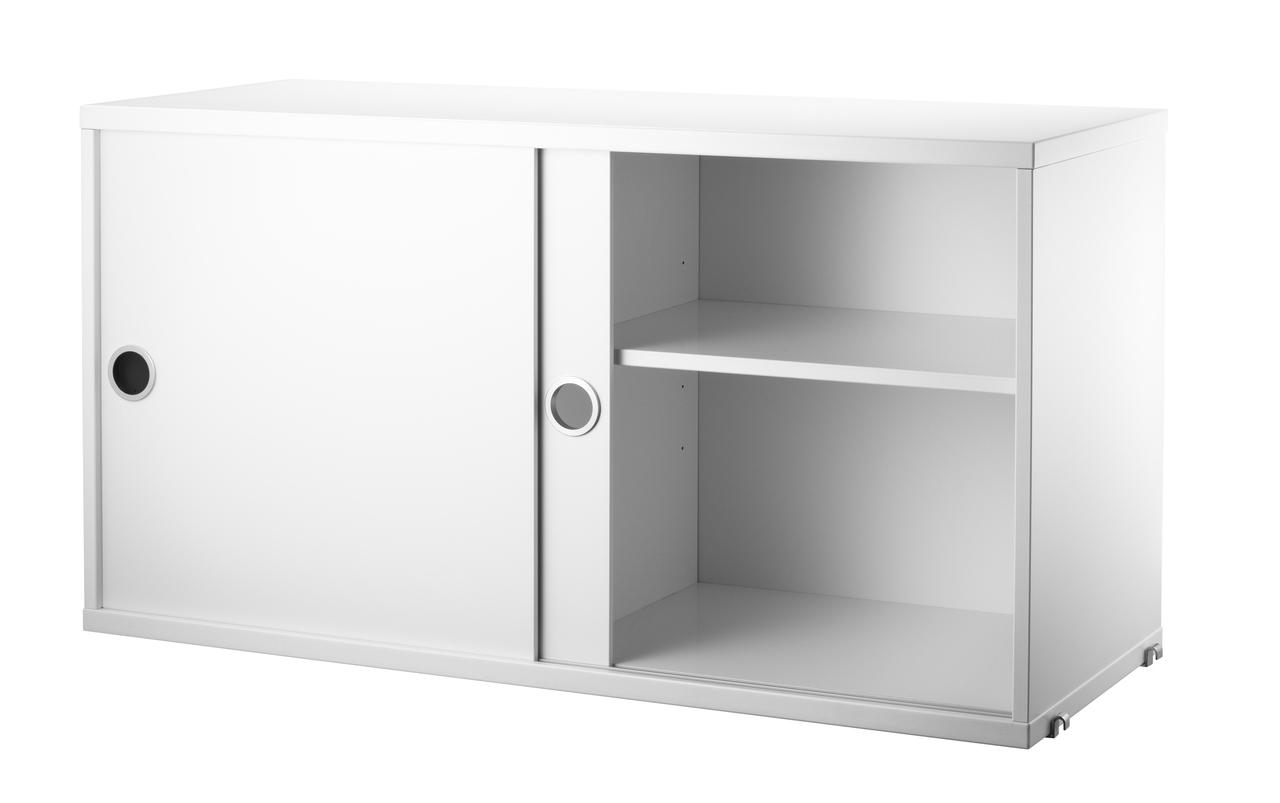 String System Sliding Door Cabinet - White