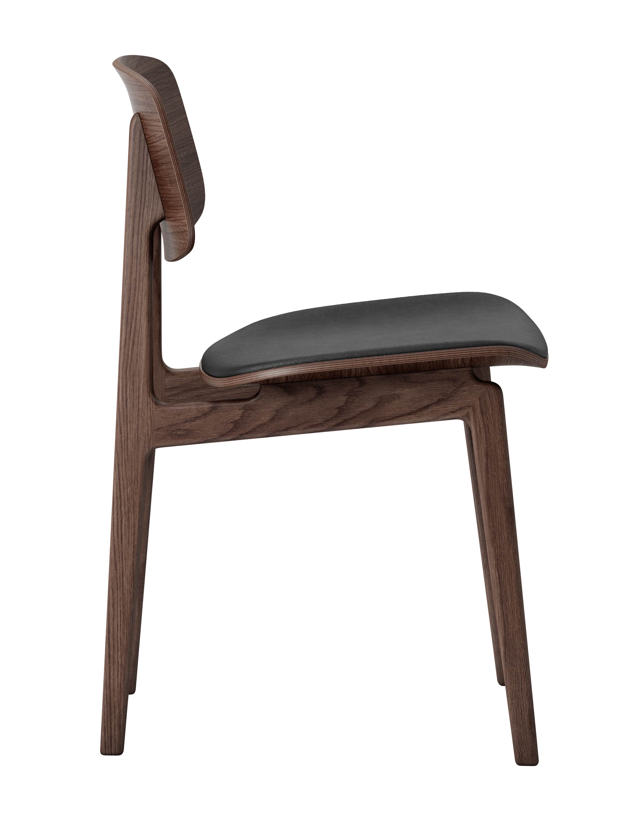 Norr11 NY11 Dining Chair Dark Stained Oak - Black Ultra Leather - Side View