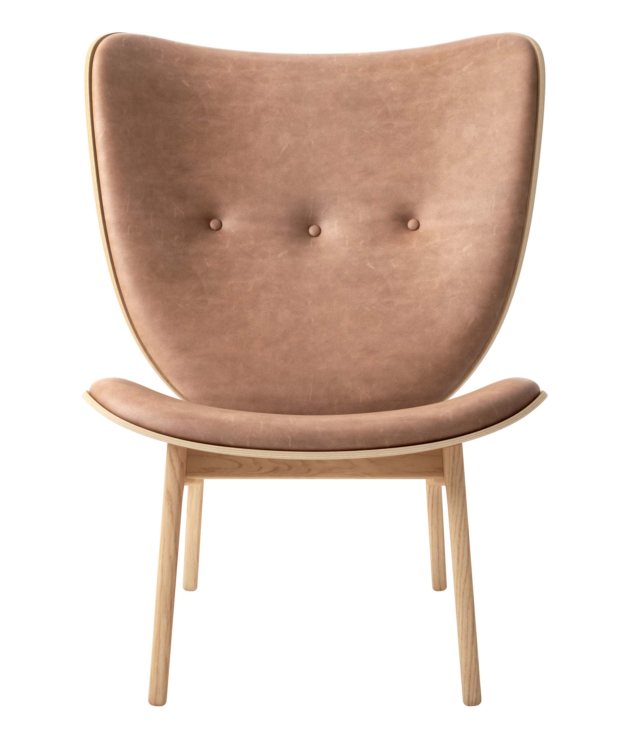 Norr11 Elephant Chair Natural Base Dunes (Vintage) Leather Camel - Front View