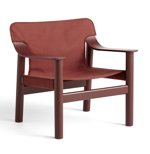 HAY Bernard Lounge Chair - Brown Red Painted Solid Beech Frame - Red Canvas