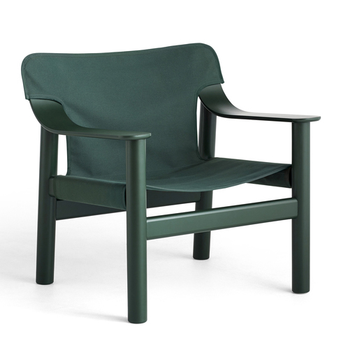 HAY Bernard Lounge Chair - Hunter Painted Solid Beech Frame - Green Canvas