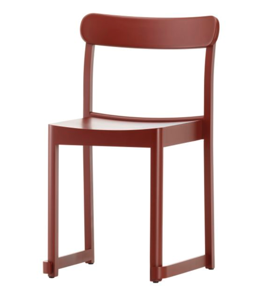 Frame and back: Solid beech, dark red lacquer
Seat: Beech veneer, dark red lacquer