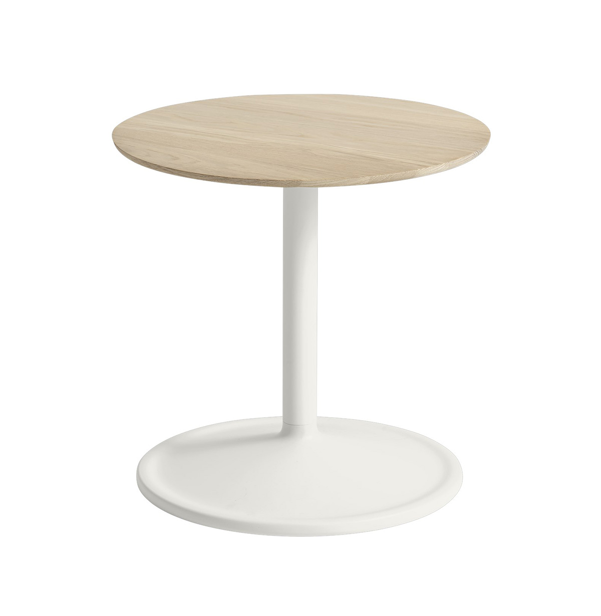 Muuto Soft Side Table - Diameter 41cm - Height 40cm - Solid Oak Top - Off White Base
